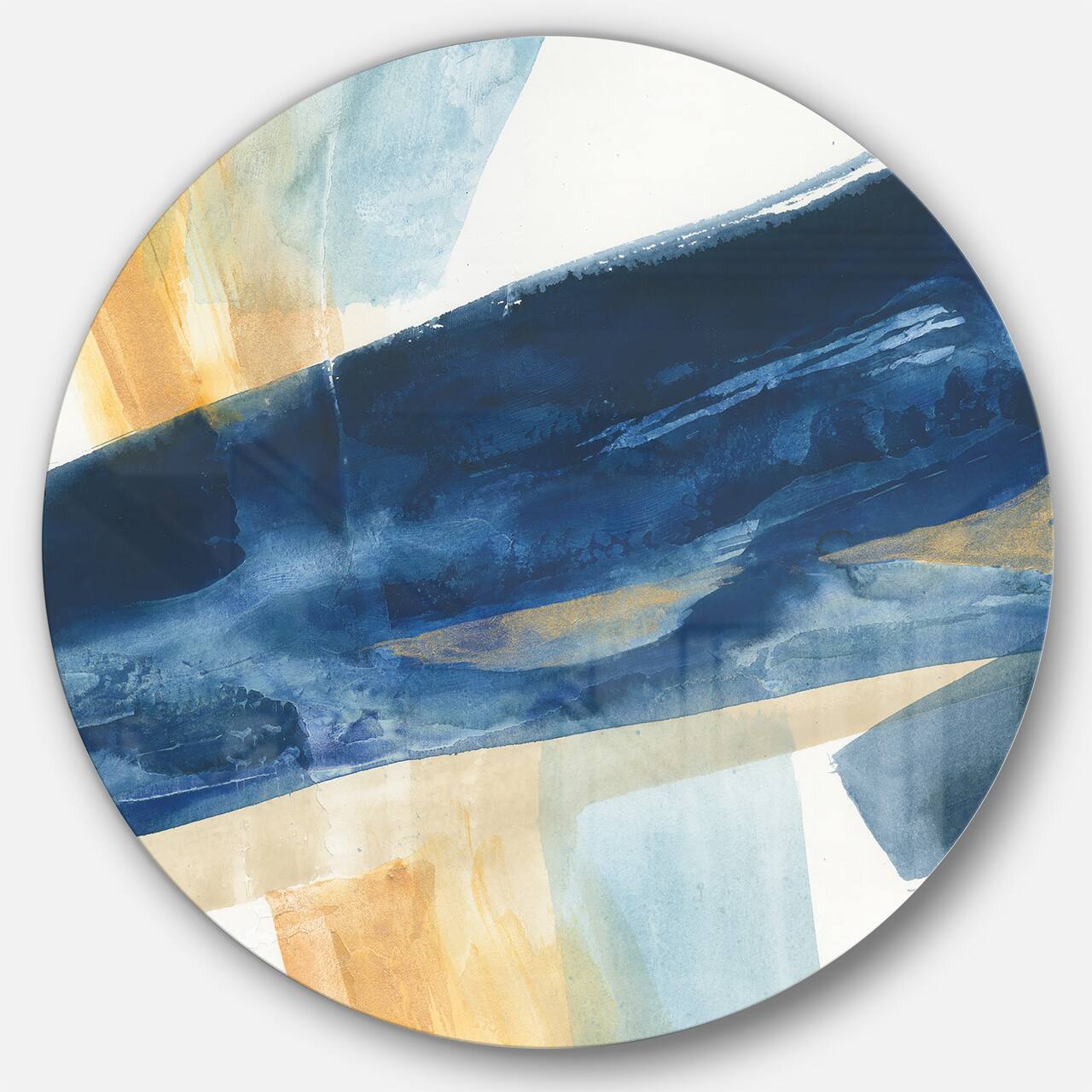 Designart - Indigo Panel I - Geometric Metal Circle Wall Art